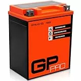 GP-PRO Gel-Batterie 12V 14Ah GB14L-A2 Rollerbatterie/Motorradbatterie, wartungsfrei versiegelt vorgeladen ähnlich YB14L-A2 / CB14L-A2 / YB12AL-A2