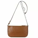 CLUCI Kleine Umhängetasche für Damen, veganes Leder, Retro-Stil, klassischer Clutch, Reißverschluss, Damen-Handtasche, braun,