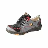 TMA EYES Modischer Retro Schnürschuh für Damen mit handgenähtem Design（Schwarz,41