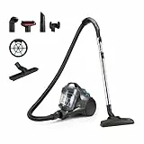 Amazon Basics Bodenstaubsauger ohne Beutel 1.3L Kompakt Leichtgewicht mit 3-Fach-Aktionsdüse, HEPA-Filter, 850W, für Teppich und Hartböden, Grau