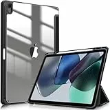 Fintie Hybrid Hülle für iPad Air 13 Zoll (M3) 2025, (M2) 2024 mit Stifthalter - Stoßfeste Schutzhülle Case mit transparenter Hartschale auf der Rückseite für iPad Air 13 Zoll Hülle, Schwarz