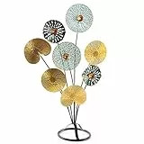 Logbuch-Verlag Dekoobjekt Metall Blumen 53 cm zum Hinstellen - Skulptur Blätter Baum in Gold Türkis Schwarz - Tischdeko Wohnzimmer Geschenk Geburtstag Hochzeit