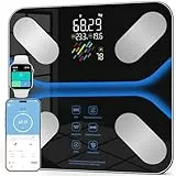 Körperfettwaage Personenwaage Digital mit Großem Display, 22 Körperanalysewerte, 4 Elektroden, Bluetooth App, BMI & Muskelanalyse, 6 Modi mit automatischer Nutzererkennung, 180kg/400lbs, 24 Benutzer