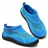 WateLves Wasserschuhe Kinder Jungen Klettverschluss Badeschuhe Kleinkind Schwimmschuhe Strandschuhe Mesh Aqua Schuhe(Aqua,gr 28)