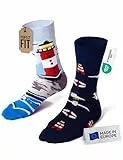 Many Mornings - Mismatched Socken - Lustige Socken Unisex - Leuchtturm Socken - Geschenkidee - Design: Nordic Lighthouse - Made in EU - 39-42
