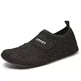 Kinengxi Hausschuhe Damen Winter Herren Wärme Plüsch Leicht rutschfest Pantoffeln mit geschlossener Home Atmungsaktive Bequeme sockenschuhe Barfuss Slipper Hüttenschuhe,Schwarz,39/40 EU,Etikett 40/41