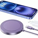 Mag-Safe Ladegerät Wireless Charger für iPhone: Magnet Ladestation Induktive kabellos Ladepad Kompatibel mit iPhone 16 15 14 13 12 und Air-Pods 3 2 Pro mit 20W Schnelles Adapter(Violett)