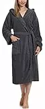 Ladeheid Damen Frottee Bademantel mit Kapuze Morgenmantel warm aus 100% Baumwolle LA40-102 (Graphite (D07) (Gramatur 450), L)