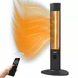 Dysis 2000 Watt Stand Heizstrahler, 4 Heizstufen mit Fernbedienung, Infrarotstrahler für Innen- & Außenbereich, IP20, Digitalanzeige, Timer, Thermostat, Schwarz