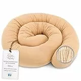 Totsy Baby Seitenschläferkissen Musselin Bettschlange Body Pillow 150 cm Baumwolle - Kopfkissen lang Bettrolle Schlafkissen Nackenrolle Oeko-Tex Beige Musselin