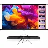 VISULAPEX 100' Leinwand Beamer mit Stativ 16:9 4K HD Projektor Leinwand 160°Betrachtungswinkel Einstellbar für Heimkino, Tagungsraum, Hochzeiten