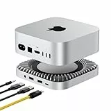 40Gbps Mac mini M4 Dock, New Aluminium M4/2024 Hub & Standfuß mit NVMe/M.2 SSD-Gehäuse für alle neuen M4/M4Pro, USB A*2, USB-C Host, 3.5 Audio Standfuß