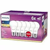 Philips LED Classic E27 Lampen 6-er Pack (75 W), matte LED Lampen mit warmweißem Licht, energiesparende Lampen mit langer Nutzlebensdauer, alte Generation
