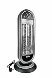 Güde Infrarot Heizstrahler GIH 900 (900 W Heizleistung, 2 Heizstufen (450/900 W) mit oder ohne Oszillation, 20 m³ max. Raumheizvermögen, Carbon-Heizelemente, großer Standfuß & Kippschutz, Tragegriff)