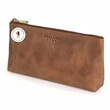 Berliner Bags Vintage Kosmetiktasche Anna, Kleiner Kulturbeutel, Schminktasche aus Leder, Federmäppchen für Damen - Braun