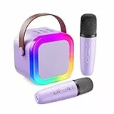 Fede Karaoke Maschine für Kinder Erwachsene, Mini Karaoke Maschine mit 2 Mikrofonen, Tragbarer Bluetooth-Lautsprecher mit Stimmeffekten & LED-Lichtern, Geschenke Spielzeug für Mädchen und Jungen
