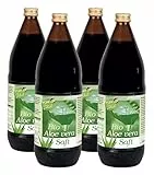 KOPP Vital® Bio-Aloe-Vera-Saft | Karton mit 4 x 1 Liter | 100% Direktsaft | Bio-Qualität | Naturtrüber Frischpflanzensaft | Hohe Aloverose-Gehalt