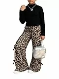 SweatyRocks Bekleidungssets Für Mädchen 122-152 Leo Zweiteiler Winter Langarmshirt Und Hose Set 8-12 Jahre Wide Leg Hose Und Rollkragenshirt 2 Teiler Schwarz 10 Jahre