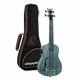 Ortega Guitars Bass Ukulele Elektro-Akustisch – F-Schallloch – Bamboo Series – Inklusive Gig Bag – Massiver Bambus, Blau (RUSWB-UB)