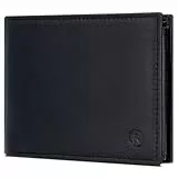 RUTAKO Querformat Geldbörse Herren mit RFID Schutz - Portemonnaie Groß mit Münzfach - Geldbeutel für Männer - Brieftasche Wallet Portmonee Schwarz (Goat)