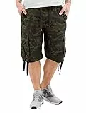 Southpole Herren Jogginghose im Schritt Jogger Shorts mit Cargotaschen, Woodland(neu), Mittel