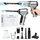 URAQT Handstaubsauger Auto Handheld Kabelloser,3 in 1 Handstaubsauger Akku Hand Stark 150000rpm Mini Staubsauger Auto Kabellos USB aufladbar Tragbar Leicht Handsauger für Haus Büro Auto Küche Silber