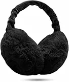 REFORUNG Ohrenwärmer Plüsch Ohrenschützer Winter Weich Warm Earmuffs Schwarz Faltbar Outdoor Ohren Wärmeschutz Verstellbar Unisex Ohrmuscheln Winter mit Aufbewahrungstasche für Damen und Herren