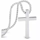 SERASAR Halskette Kreuz Herren Kette mit Anhänger - 50cm Silber Schmuck Männer Geschenk Idee für Jesus