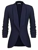 Unibelle Damen Blazer Cardigan Dünn 3/4 Längere Elegant Leicht Bolero Jacke Blazer Slim Fit Anzug Trenchcoat , Aa-navyblau, 40(Herstellergröße:L)