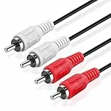 TNP Cinch Kabel, RCA-Kabel - 5m, Stereo Audiokabel, 2x Cinch-Stecker auf 2x Cinch-Stecker, Audio Chinchkabel für Subwoofer, Verstäker, Heimkino, Fernsehen, DVD, HiFi Anlagen, Heimkino, Blu-Ray