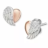 Engelsrufer Damen Ohrstecker Herzflügel Bicolor aus Sterling Silber mit Zirkonia, nickelfrei