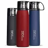 720°DGREE Thermoskanne mit Becher 1l “Follow” - 3 Größen, 12h Heiß, 24h Kalt, Auslaufsicher, BPA-Frei - Edelstahl Thermosflasche, Isolierflasche für Kaffee, Tee bei der Arbeit, Schule, To Go