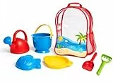 Hape Strandrucksack Grundausstattung – 7-teiliges Sandspielzeug-Set mit Eimer, Schaufel, Rechen, Sieb, Gießkanne und Förmchen, Outdoor-Spiel für Kinder ab 24 Monaten