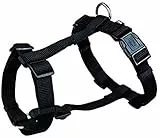 TRIXIE Premium H-Geschirr Größe M–L: Brustumfang 52–75 cm/20 mm in schwarz - verlässliches Hundegeschirr, Bruststeg, Nacken- und Bauchgurt stufenlos verstellbar für mittelgroße Hunde, 203401