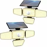 Peasur Solarlampen für Außen mit Bewegungsmelder, 2 Packungen 318 LED solar lampe outdoor, IP65 Wasserdicht Solar Aussenleuchte für Garten Balkon Garage Zaun(Warmes Weiß)