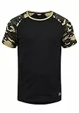 !Solid SDCahil Herren T-Shirt Kurzarm Shirt mit Rundhals-Ausschnitt Camouflage-Muster Baumwollmischung Regular fit, Größe:L, Farbe:Black Dusty (D9000)