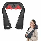 Snailax Schulter Nacken Rücken Massagegerät, Shiatsu Nackenmassagegerät mit Wärme, Rückenmassagegerät,Elektrisch 4D-Rotation Massagegerät zu Hause Büro, Geschenke für Männer, Frauen