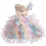 XINYUNZU Mädchen Prinzessin Kleid Tüllkleid Abendkleider Festkleid Partykleid Cute Dress Girls Kinderkleider Festlich Blumenmädchenkleid Kuchenkleid Sommerkleid Kleider für Kinder Beige 11-12 Jahre