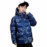 Tilozs Winterjacke Jungen Winter Winddichte Jacke Kapuzenjacke Kinder Winter Outdoorjacke, Blau, 122-128(Herstellergröße: 130)
