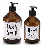 Lifestyle Lover 2er Pack Seifenspender aus Braunglas, Bernsteinfarben für Seife Spüli Shampoo Lotionen Braun Glas, Dish Soap 500ml, Hand Soap 300ml