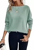YUTILA Damen Langarmshirt Rundhalsausschnitt Leicht Lockerer Pullover Elegantes Casual Oversized Weich Sweatshirt