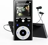 64GB MP3 Player Bluetooth 5.3, 2,4' Verlustfrei Hi-Fi Sound Tragbarer MP3-Player mit Kopfhörer Lautsprecher, Sprachaufzeichnung, FM Radio, E-Book Unterstützung 128GB Musik-Player für Sport & Reise