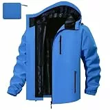 FemiChic Regenjacke Herren Wasserdicht Atmungsaktiv Outdoor Fahrrad Dünne Ultraleichte Wanderjacke für Rain Camping Sommer Leichte Jacke(Himmelblau,XXL)