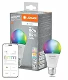 LEDVANCE SMART+ MATTER LED-Lampe, weiße Frost-Optik, 14W, 1521lm, klassische Glühlampenform mit E27, Farblicht und Weißlicht, App- oder Sprachsteuerung, bis zu 20.000 Std. Lebensdauer, single pack