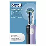 Oral-B Vitality Pro Elektrische Zahnbürste Doppelpack — Electric Toothbrush, Inkl. 2 Aufsteckbürsten — 3 Putzmodi für Zahnpflege, Zahnbürste Elektrisch, Designed by Braun, Schwarz und Lila