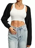 Navneet Bolero Damen Boleros Kurz Oversize Strickpullover Y2K Crop Top Shrug Winter Strickjacke Cardigan Sweater Boleros Schwarz L