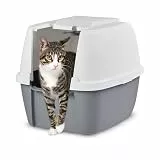 Iris Ohyama Katzenklo mit Schaufel, bis 8 kg, Weiß/Grau, mit Deckel, Katzentoilette, Abnehmbarer Rand, Für große Katzen, Kätzchen, geschlossen, XXL Toilette, BPA-frei, Cat Litter Box, CLH-17J