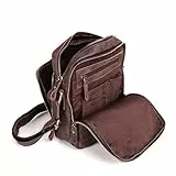 BAIGIO Umhängetasche Herren Leder Schultertasche Vintage Herrentasche Messenger Bag mit Schultergurt für Arbeit Reise Alltagsleben (Dunkelbraun)