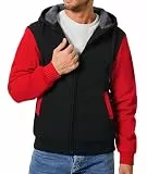 geeksport Hoodie Herren mit Reißverschluss kaputzensweatjacke Winterjacke Casual Gefütterte Hoodie Männer Schwarz und Rot 2XL