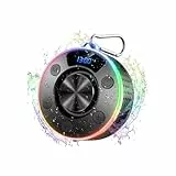 Bluetooth-Lautsprecher, Tragbare Bluetooth 5.3 Lautsprecher mit Stereo-Sound, Kabelloser LED-Lichtlautsprecher mit Saugnapf, IPX7 Wasserdicht Musikbox Tragbare für Badezimmer, Bergsteigen, Reisen